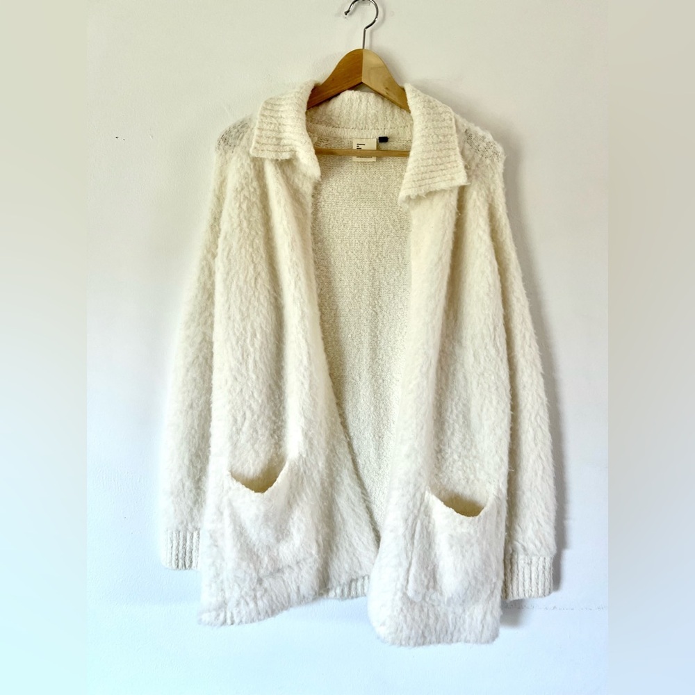 Anthropologie Sleeping‎ On Snow Ivory Wool & Alpaca Blend Open Front Cardigan